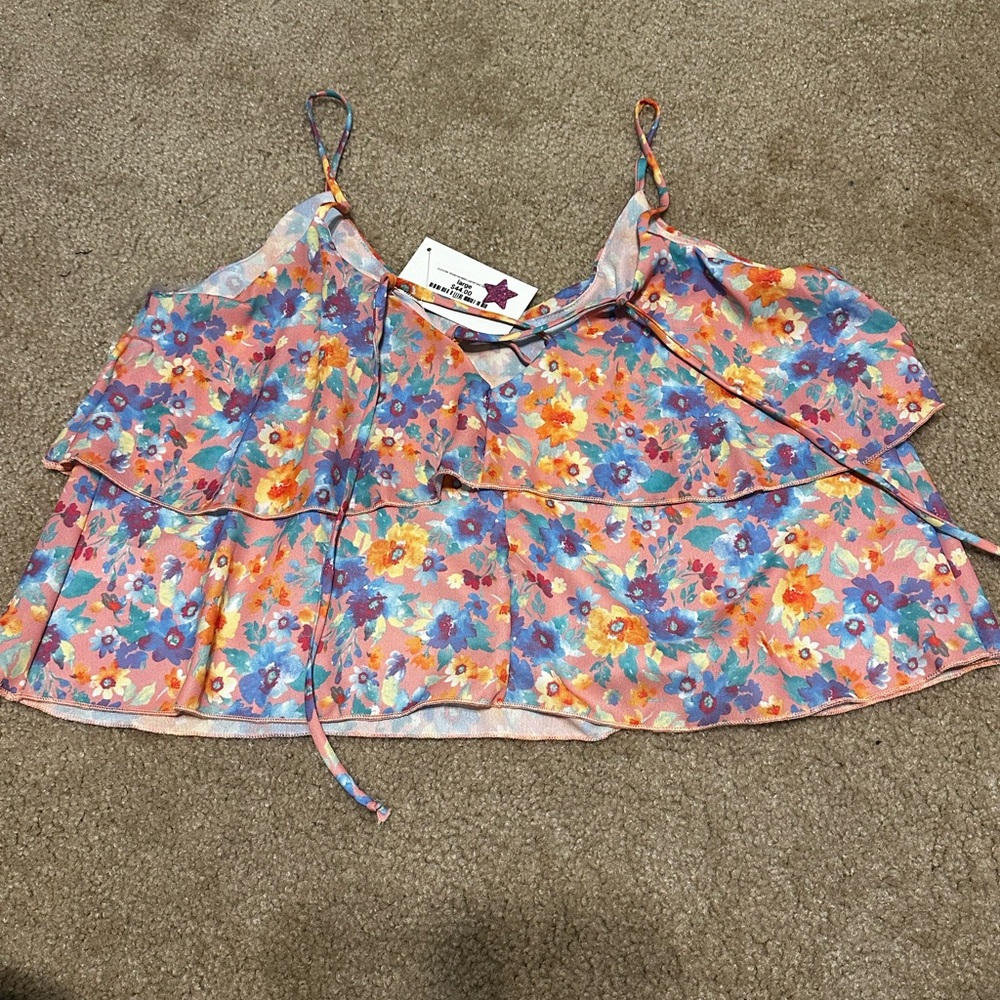 NWT summer dreamscapes patterned top {peach} - large - Picture 9 of 10